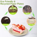 Uniecocus Compostable Paper Plates Bulk, 300 Pack Small 6 inch Eco Friendly Disposable Dessert Plates
