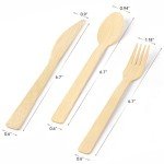GUSTO [300 Combo Pack] Compostable Bamboo Cutlery Set, 150 Forks - 100 Spoons - 50 Knives Disposable Utensils for Parties, Camping, and Everyday Use