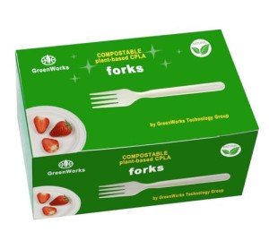 GreenWorks Heavy-duty Compostable Forks, BPI Certified 100 Count Large Disposable Cutlery Utensils Silverware Flatware Fork