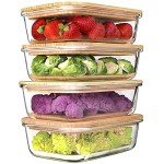 Urban Green Glass Containers with Bamboo Lids, Aitight Storage Container Set of 4, Meal Prep Food Container Set, Oven, Freezer, Microwave Safe, 35oz