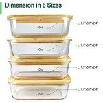 Urban Green Glass Containers with Bamboo Lids, Aitight Storage Container Set of 4, Meal Prep Food Container Set, Oven, Freezer, Microwave Safe, 35oz
