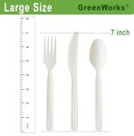 GreenWorks Heavy-duty Compostable Forks, BPI Certified 100 Count Large Disposable Cutlery Utensils Silverware Flatware Fork