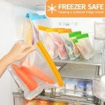 (10+2 Set) Reusable Food Storage Bags with Avocado Saver and Onion Keeper, Dishwasher Safe Reusable Bags Silicone for Freezer, Stretch Pods for Avocados, Tomatoes, Lemons, Fruit and Veggie Savers