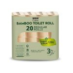 WBM Care Natural Bamboo Toilet Paper, 3-Ply Bath Tissue for Sensitive Skin, Food Grade Standard, 157 Sheets per Roll, Pack of 20 Rolls for a Total 3,140 Sheets