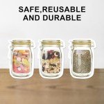 Mason Jar Bags, 40Pcs Reusable Airtight Seal Food Storage Bags ziplock Seal, Leak-Proof Saver Bag for Kitchen, Travel, Camping & Picnics(5 OZ)