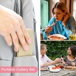 Reusable Travel Utensils Set with Case, 6 Sets Wheat Straw Portable Knife Fork Spoons Cutlery, Eco-Friendly BPA Free Plastic Tableware for Kids Adults Travel Picnic Camping Utensils