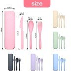 Reusable Travel Utensils Set with Case, 6 Sets Wheat Straw Portable Knife Fork Spoons Cutlery, Eco-Friendly BPA Free Plastic Tableware for Kids Adults Travel Picnic Camping Utensils
