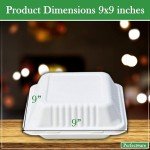 Perfectware 100% Compostable 3 Comp Take Out Food Containers 9x9. 25 Containers, Natural Disposable Bagasse, Eco-Friendly Biodegradable Made of Sugar Cane, Green (PW3comptbagasse-25ct)