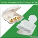 Perfectware 100% Compostable 3 Comp Take Out Food Containers 9x9. 25 Containers, Natural Disposable Bagasse, Eco-Friendly Biodegradable Made of Sugar Cane, Green (PW3comptbagasse-25ct)