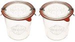 Weck Canning Jars 742 - Weck Mold Jars made of Transparent Glass - Eco-Friendly Canning Jar - Storage for Food, Yogurt with Air Tight Seal and Lid - 1/2 Liter Tall Jars Set - (2 Jars)