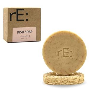 RE: Eco-Friendly Dish Washing Soap Bar with Loofah Holder - Palm Oil Free, Zero Waste, Plastic Free, Free of Artificial Dyes and Fragrance (1, Cinnamon)