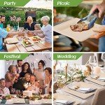 Compostable Party Paper Plates Set -[300 Pcs] 10 inch&8 inch Square Brown Paper Plates Heavy Duty, Utensils and Napkins - Eco Friendly Disposable Plates for Party