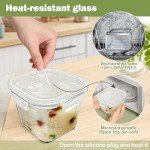 Square Glass Food Storage Containers with Lids, 4 Cup Borosilicate Glass Meal Prep Bowl, Microwave & Freezer Safe Jars, Small Soup Containers for Salad, Fruit, Lunch, Ice Cream, Travel (32 oz, 4 Pack)