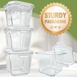 Square Glass Food Storage Containers with Lids, 4 Cup Borosilicate Glass Meal Prep Bowl, Microwave & Freezer Safe Jars, Small Soup Containers for Salad, Fruit, Lunch, Ice Cream, Travel (32 oz, 4 Pack)
