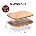 Vdomus Glass Food Storage Containers with Bamboo Lids 36.0oz/1.0L - Stackable Meal Prep Container - Airtight Glass Food Containers - Microwave, Dishwasher Safe - Reusable Lunchbox (Pack of 4)
