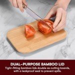 Vdomus Glass Food Storage Containers with Bamboo Lids 36.0oz/1.0L - Stackable Meal Prep Container - Airtight Glass Food Containers - Microwave, Dishwasher Safe - Reusable Lunchbox (Pack of 4)