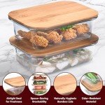 Vdomus Glass Food Storage Containers with Bamboo Lids 36.0oz/1.0L - Stackable Meal Prep Container - Airtight Glass Food Containers - Microwave, Dishwasher Safe - Reusable Lunchbox (Pack of 4)