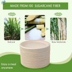 Dhaey 100% Compostable Plates 50pcs Biodegradable Free Dinnerware Set - Natural Compostable Party Combo Set With Microwave Safe Eco Plates & Utensils Natural