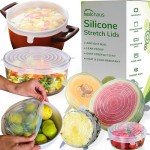 Reusable Silicone Stretch Lids for Food Storage in Fridge - Elastic Heat-Resistant Bowl Covers, Cups, Cans, Jars - Universal Food Grade Lid for Round and Rectangle Containers - Dishwasher Safe -7 Pack