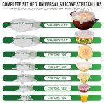 Reusable Silicone Stretch Lids for Food Storage in Fridge - Elastic Heat-Resistant Bowl Covers, Cups, Cans, Jars - Universal Food Grade Lid for Round and Rectangle Containers - Dishwasher Safe -7 Pack