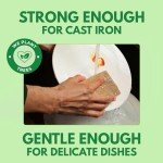 AIRNEX Natural Kitchen Sponges Pack of 6 - Cellulose and Coconut Husk Scrub Sponges for Washing Dishes - Odor Free Non Scratch Walnut Scrubber Sponges - Eco Friendly Quick Drying Dishwashing Sponges