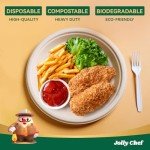 JOLLY CHEF Compostable Heavy Duty Plates 𝟭𝟬 𝗜𝗻𝗰𝗵 [𝟯𝟬𝟬 𝗣𝗮𝗰𝗸] Eco-Friendly Disposable Paper Plates Made of Bagasse Biodegradable Bulk for Party Dinner Sugarcane Fibers Round (Natural)