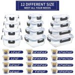 MFY 12-Pack Glass Storage Containers with Lids, Glass Meal Prep Containers Set, Airtight Lunch Containers with Lids, Microwave, Oven, Freezer and Dishwasher Safe, Gray