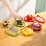 Avocado Saver For Fridge, Set Of 4 Reusable Silicone Food Storage Container, Anti Oxidation Fresh Pod Food Storage for Fresh Fruit and Vegetalbe-Ideal For Garlic, Onions, Lemens And Potatoes