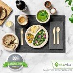 Ecovita 100% Compostable Paper Plates [9 in.] COMPARTMENTS – 150 Disposable Plates Eco Friendly Sturdy Tree Free Liquid and Heat Resistant Alternative to Plastic or Paper Plates