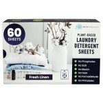 ECOFRIENDS Plant-Based Laundry Sheets – Biodegradable, Eco-Friendly, Sustainable, Plastic-Free, 60 Pack, Travel-Friendly, Powerful Cleaning – Fresh Linen Scent