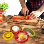 4 Pieces Set Avocado Saver, Onion Silicone Storage, Half Cut Fruit Containers - Reusable Kitchen Gadgets for Fridge - Food Huggers for Cheese, Vegetable, Tomato Holder, Lemon Fresh Stretch Pods Keeper