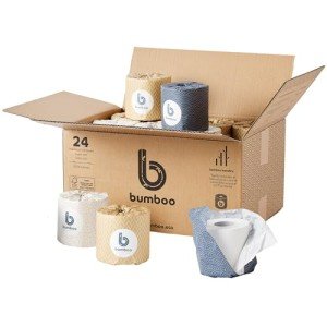 Bumboo Bamboo Toilet Roll 24 Pack | Wrapped Toilet Paper 3 ply, 300 Sheets | Eco Friendly Toilet Paper | Plastic-Free, Soft, Strong, Sustainable & Biodegradable Toilet Tissue