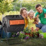 Outsunny Tumbling Compost Bin Outdoor 360° Dual Chamber Rotating Composter 43 Gallon, Orange