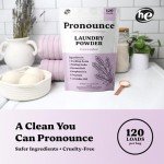 Pronounce Laundry Detergent Powder Alternative | Earth-Derived Ingredients, Eco-Friendly, Safer for Sensitive Skin, Eczema, and Babies. Stain + Smell Fighting. HE Safe (Lavender, 120 Loads).