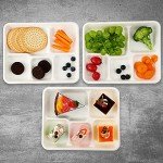 Vplus 100% Compostable 5 Compartment Plates 125 Pack Eco-Friendly Disposable Sugarcane 10 x 8 inch Bagasse School Lunch Tray Perfect for Boys and Girls