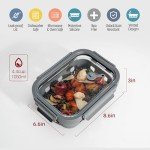 GC GENICOOK Glass Food storage container with Glass lids Glass Bento Box Set Lunch box Eco Friendly Meal Prep Containers Airtight – Plastic Free, silicon sleeve BPA Free 4.4cup/ 5 * 1050ml