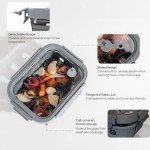 GC GENICOOK Glass Food storage container with Glass lids Glass Bento Box Set Lunch box Eco Friendly Meal Prep Containers Airtight – Plastic Free, silicon sleeve BPA Free 4.4cup/ 5 * 1050ml