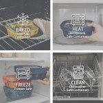 GC GENICOOK Glass Food storage container with Glass lids Glass Bento Box Set Lunch box Eco Friendly Meal Prep Containers Airtight – Plastic Free, silicon sleeve BPA Free 4.4cup/ 5 * 1050ml