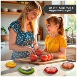 Avocado Saver & Onion Storage, Set of 4 BPA-Free Silicone Food Storage Containers, Reusable Fruit and Veggie Savers, Fresh Pods for Food, Perfect for Tomato Holder, Garlic, Lemon & More