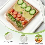 ECOLipak 150 Piecs Compostable Square Plates, 6 inch Eco-friendly Heavy Duty Biodegradable Sugarcane Disposable Paper Plates for Party Dinner Birthday