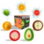 Avocado Saver & Onion Storage, Set of 4 BPA-Free Silicone Food Storage Containers, Reusable Fruit and Veggie Savers, Fresh Pods for Food, Perfect for Tomato Holder, Garlic, Lemon & More