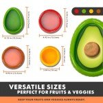 Avocado Saver & Onion Storage, Set of 4 BPA-Free Silicone Food Storage Containers, Reusable Fruit and Veggie Savers, Fresh Pods for Food, Perfect for Tomato Holder, Garlic, Lemon & More