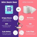 Bim Bam Boo Bamboo Toilet Paper 2 Ply - Sustainable Toilet Tissue - 8 Double Rolls, 320 Sheets Per Roll - Septic Safe - Plastic Free