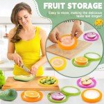 Yomarket 4pcs Silicone Fruit Storage Containers, Reusable Fresh Food Savers Fruit and Vegetable Anti-Oxidation Storage Box for Refrigerator, Silicone Veggie Keepers for Avocado, Tomato, Onion, Lemon