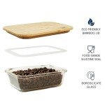 DE Glass Meal Prep Containers with Bamboo Lids (4, Pack 2 x 35oz & 2 x 51oz) Eco Friendly Glass Food Storage Container Reusable BPA Free Bento Lunch Box Airtight Plastic Free Glass Container with Lid