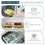 DE Glass Meal Prep Containers with Bamboo Lids (4, Pack 2 x 35oz & 2 x 51oz) Eco Friendly Glass Food Storage Container Reusable BPA Free Bento Lunch Box Airtight Plastic Free Glass Container with Lid