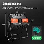 VIVOSUN Outdoor Tumbling Composter Dual Rotating Batch Compost Bin, 43 Gallon Orange Door