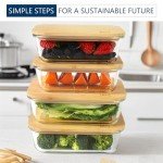 DE Glass Meal Prep Containers with Bamboo Lids (4, Pack 2 x 35oz & 2 x 51oz) Eco Friendly Glass Food Storage Container Reusable BPA Free Bento Lunch Box Airtight Plastic Free Glass Container with Lid