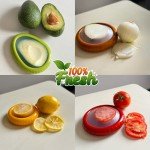 Reusable Silicone Food Savers – 4PCS BPA-Free Fridge Storage Pods for Avocado, Lemon, Onion & Tomato – Eco-Friendly Fruit & Vegetable Keepers for Freshness & Waste Reduction