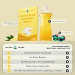 Lucent Globe Dishwasher Dishwashing Detergent Sheets, Dish Soap & Dishwashing Tablets Alternative. Plant-Based, Eco-Friendly, Fully Biodegradable, Lemon Scent & Plastic Free Packaging (80 Sheets)
